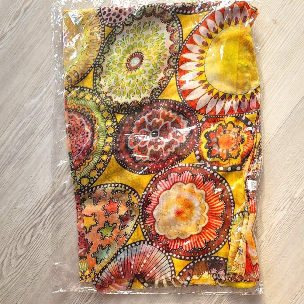 NEW with tags - Colorful scarf from Bulgaria - silk and cotton